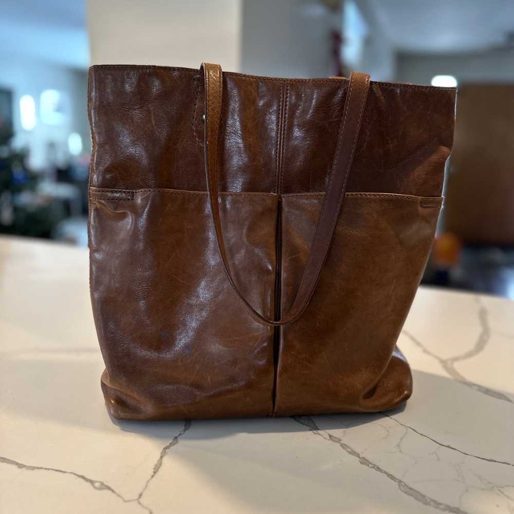 Leather Frye shoulder bag with laptop pocket